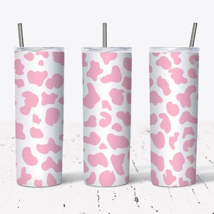 20 OZ Pink Cow Print  Skinny Tumbler Design - Straight & Tapered Sublimation Wrap Design - Tumbler PNG - Template
