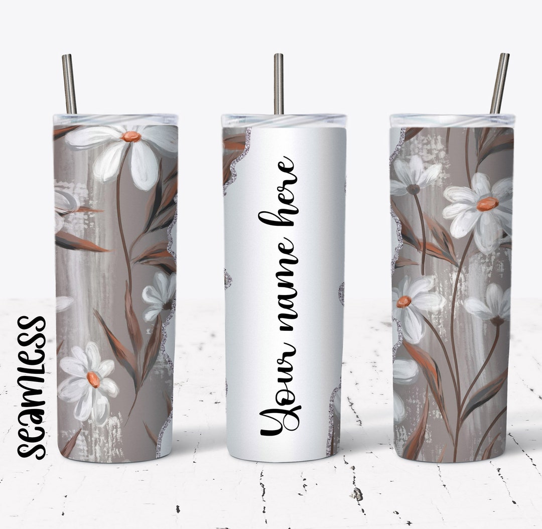 20 OZ Seamless Daisy Sublimation Skinny Tumbler Design - Straight ...