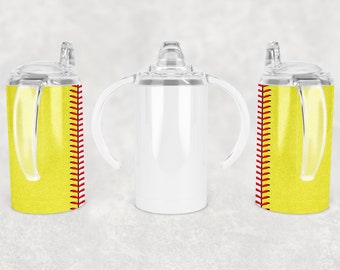 Softball Sippy Cup Sublimation Wrap - 12 Oz Straight Girls Sippy Cup Tumbler Design PNG - Téléchargement numérique - Ajoutez votre conception