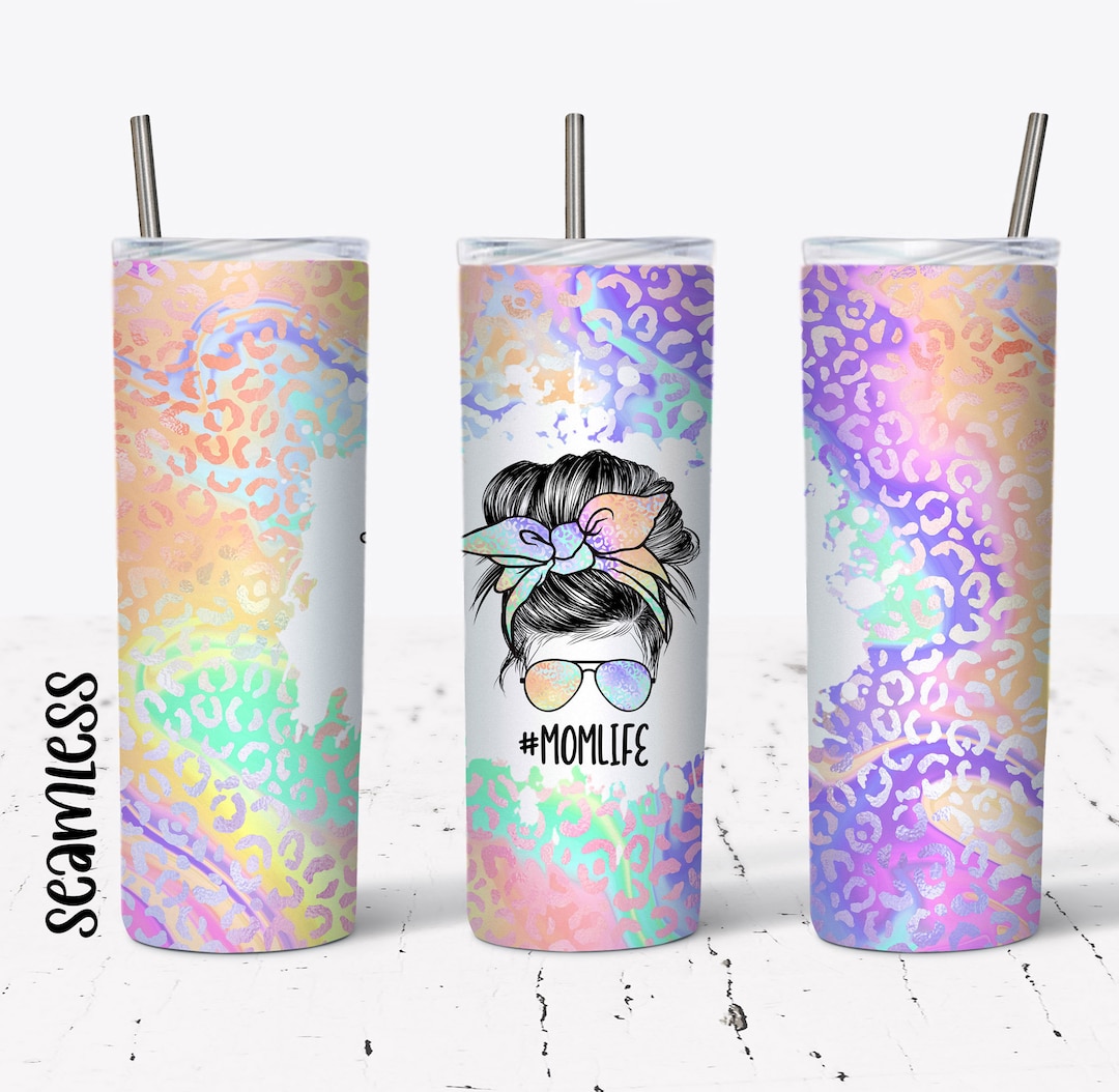 Iridescent Leopard Mom Life Tumbler Wrap - 20 Oz Skinny Tumbler ...