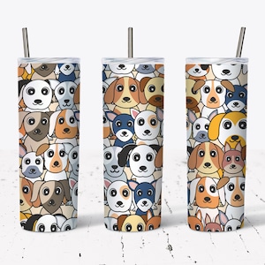 20 OZ Cute Dog Sublimation Skinny Tumbler Design - Straight & Tapered Sublimation Wrap Design - Tumbler PNG - Template