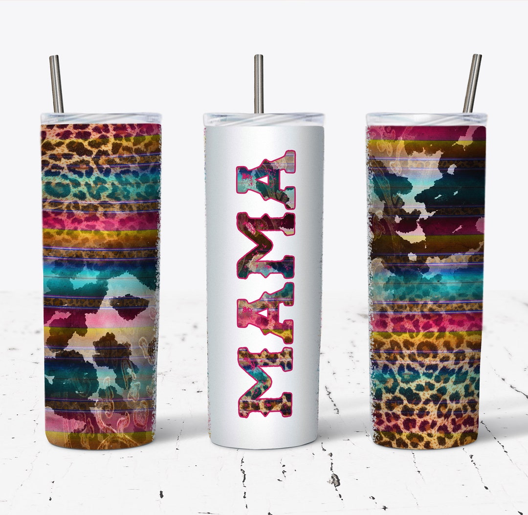 20 OZ Mama Leopard Cowhide Skinny Tumbler Design - Straight & Tapered ...