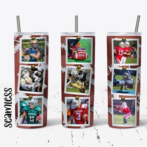 20 OZ Seamless Football 9 Photos  Skinny Tumbler Design - Straight & Tapered Sublimation Wrap Design - Tumbler PNG - Template