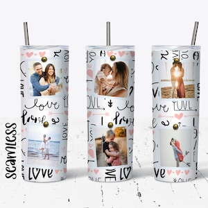 20 OZ Seamless Love You 6 zdjęć Skinny Tumbler Design - prosty i zwężany projekt sublimacji - Tumbler PNG