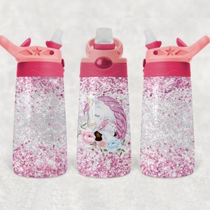 Mutter Einhorn und Baby Kinder Flip Top Wasserflasche Sublimation Design - Straight & Tapered - 12 Oz Flip Top Design - Flip Top Sippy Cup PNG