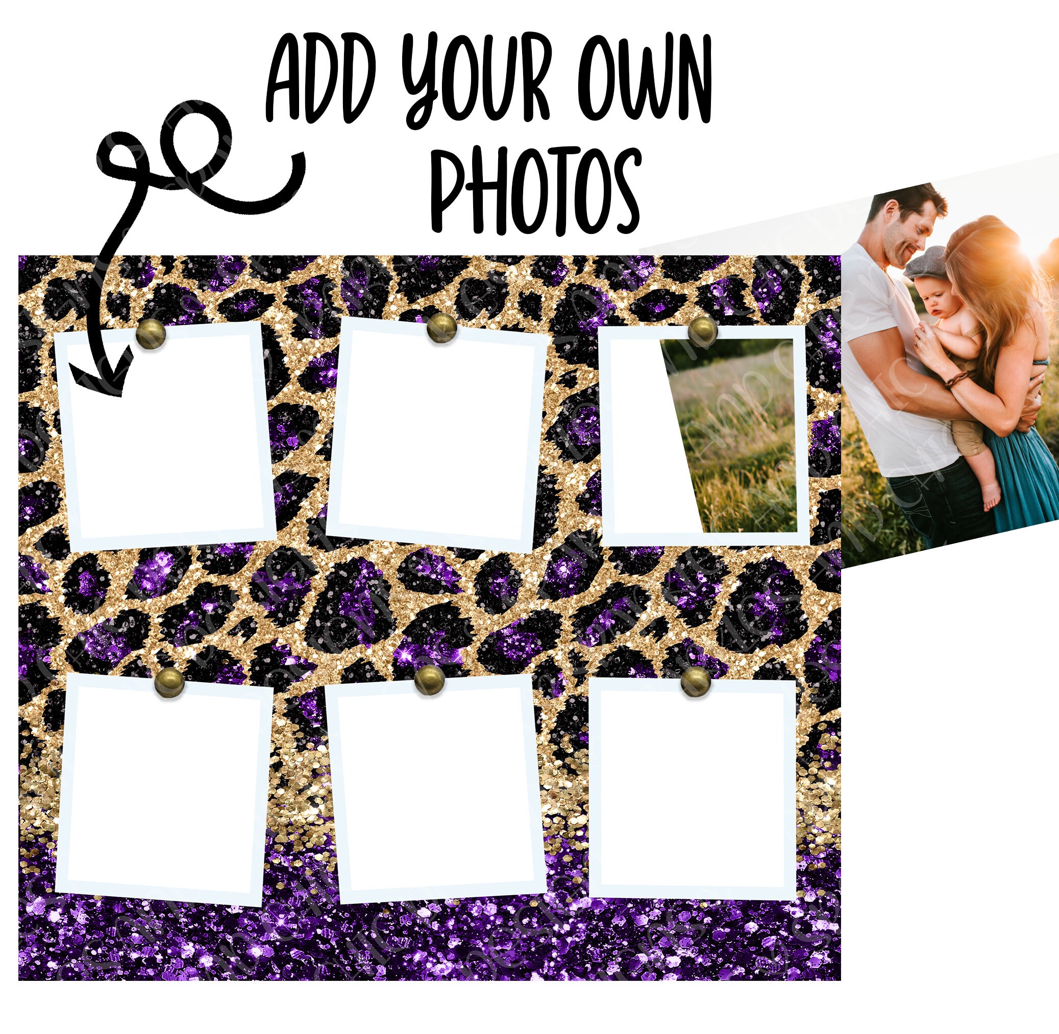 20 OZ Seamless Purple Glitter Leopard Photo Skinny Tumbler Design ...