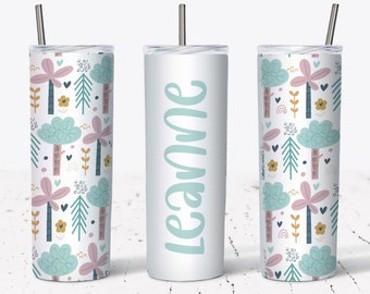 20 OZ Enfants Pastel Arbres Skinny Tumbler Design - Straight &Tapered Sublimation Wrap Design - Gobelet PNG - Modèle