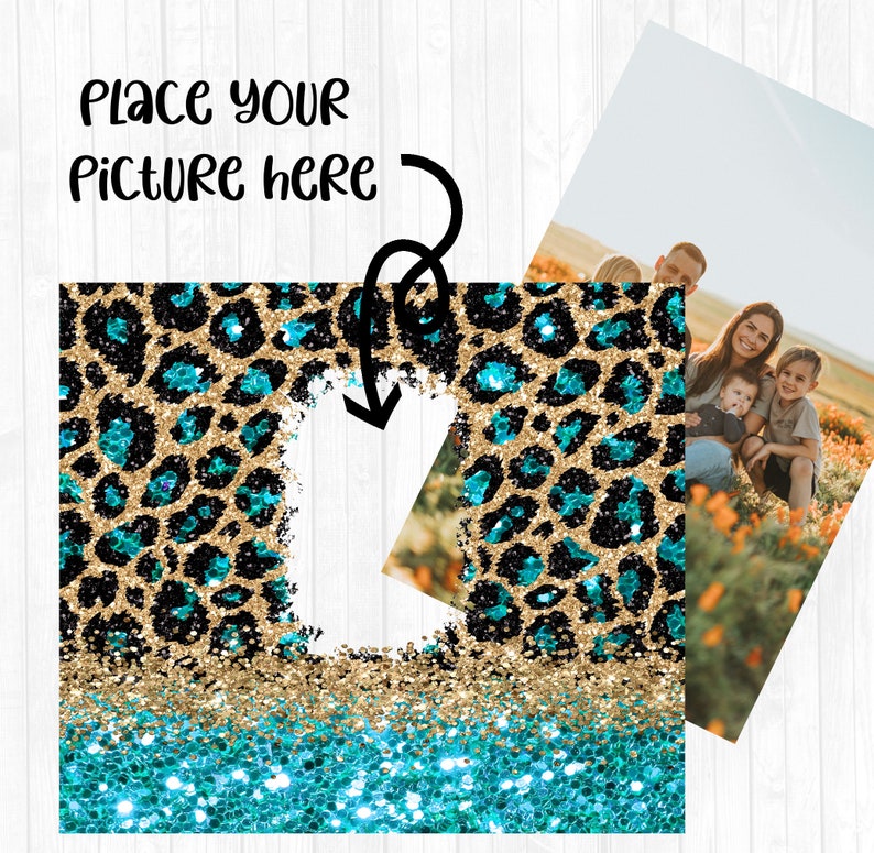 20 OZ Seamless Teal Glitter Leopard Photo Skinny Tumbler - Etsy