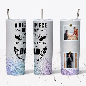 20 OZ Dad Memorial 2 Photos Skinny Tumbler Design - Straight & Tapered Sublimation Wrap Design - Tumbler PNG - Template