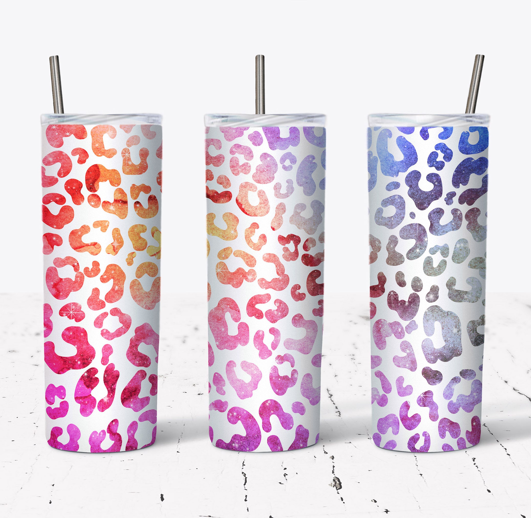 20 OZ Leopard Galaxy Skinny Tumbler Design - Straight & Tapered ...