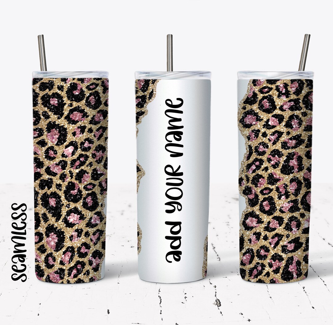 Pink Glitter Leopard Tumbler Wrap - 20 Oz Skinny Tumbler - Sublimation ...