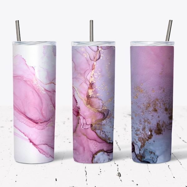 20 OZ Pink and Purple Alcohol Ink Tumbler  Design - Straight & Tapered  Sublimation Wrap Design - Tumbler PNG - Template