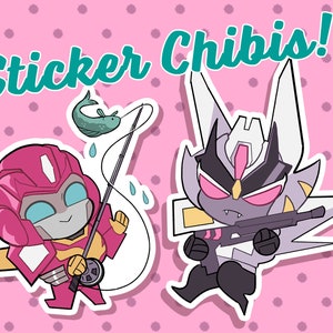 Hot Rod & Deadlock / Drift Transformers Chibi Stickers IDW Gen 1