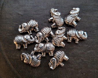 Silver Elephant Connectors or Charms- lot of 10