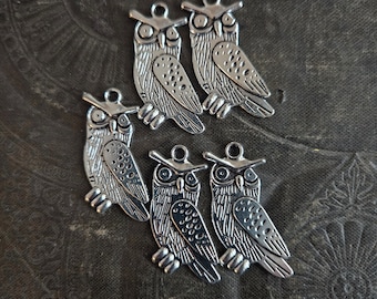 Charms, Owl, Pewter Charms, Owl Charms, Recycle, Jewelry Parts, DIY De-stash