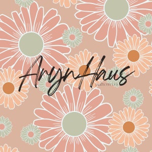 Retro Daisy Floral, Hand Drawn Floral Seamless Design, Repeat Pattern JPG, Floral Seamless