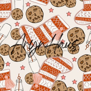 Kerstsokken, melk en koekjes, herhalingspatroon JPG, naadloos kerst