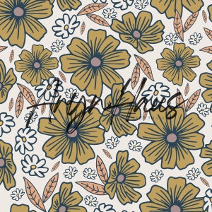 Tropical Floral, Hand Drawn Floral Seamless Design, Repeat Pattern JPG, Floral Seamless