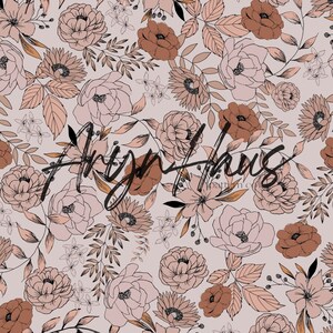 Vintage Line Floral Seamless Papers Repeat Pattern JPG, Floral Seamless