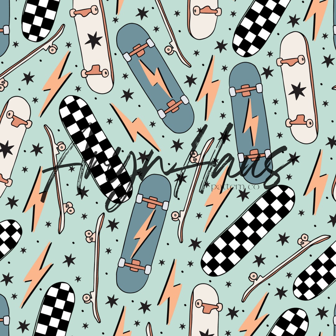 Retro Skateboards, Seamless Papers, Repeat Pattern JPG - Etsy