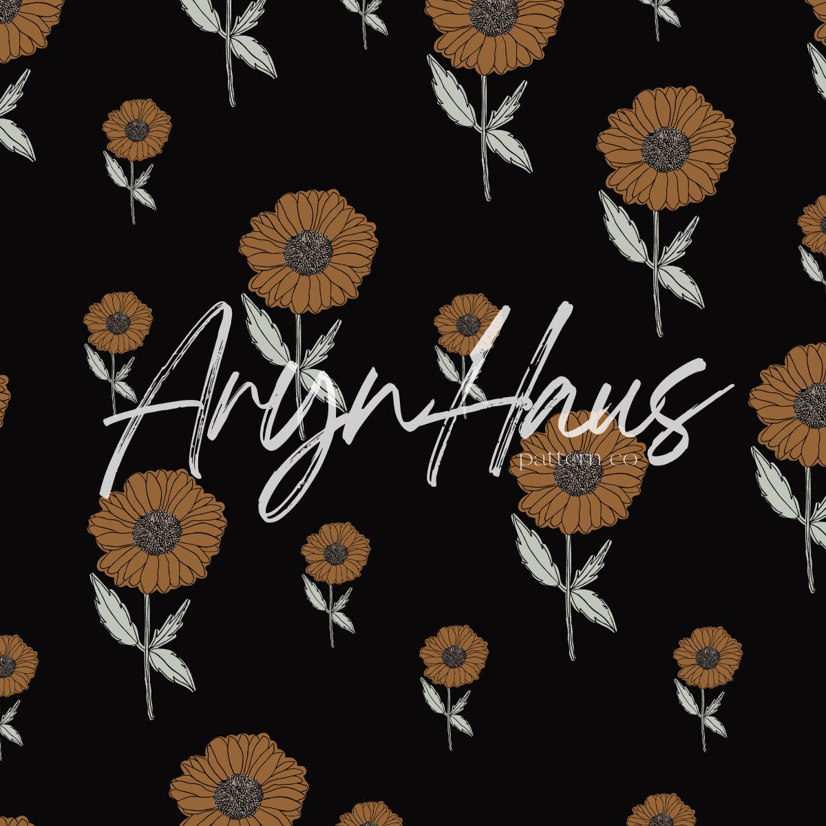 Boho Minimalist Boho Sunflowers Seamless Repeat Pattern, Floral Seamless