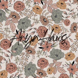 Vintage Line Floral Seamless Papers Repeat Pattern JPG, Floral Seamless