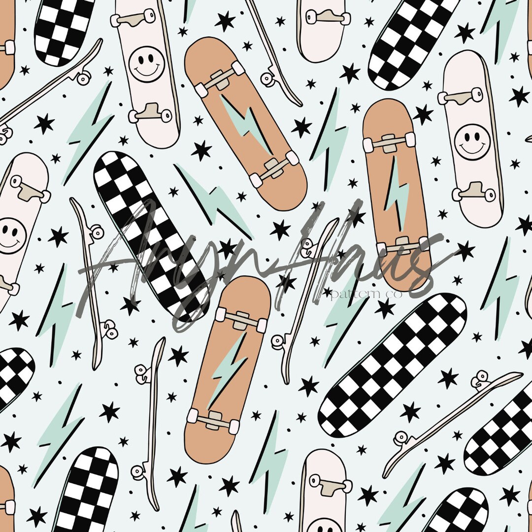Retro Skateboards, Seamless Papers, Repeat Pattern JPG - Etsy