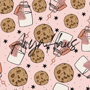 Christmas Cookies and Milk, Cookies for Santa, Boho Tassels, Repeat Pattern JPG, Christmas Seamless