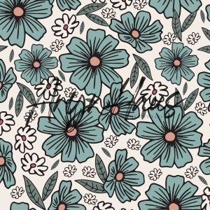Tropical Floral, Hand Drawn Floral Seamless Design, Repeat Pattern JPG, Floral Seamless