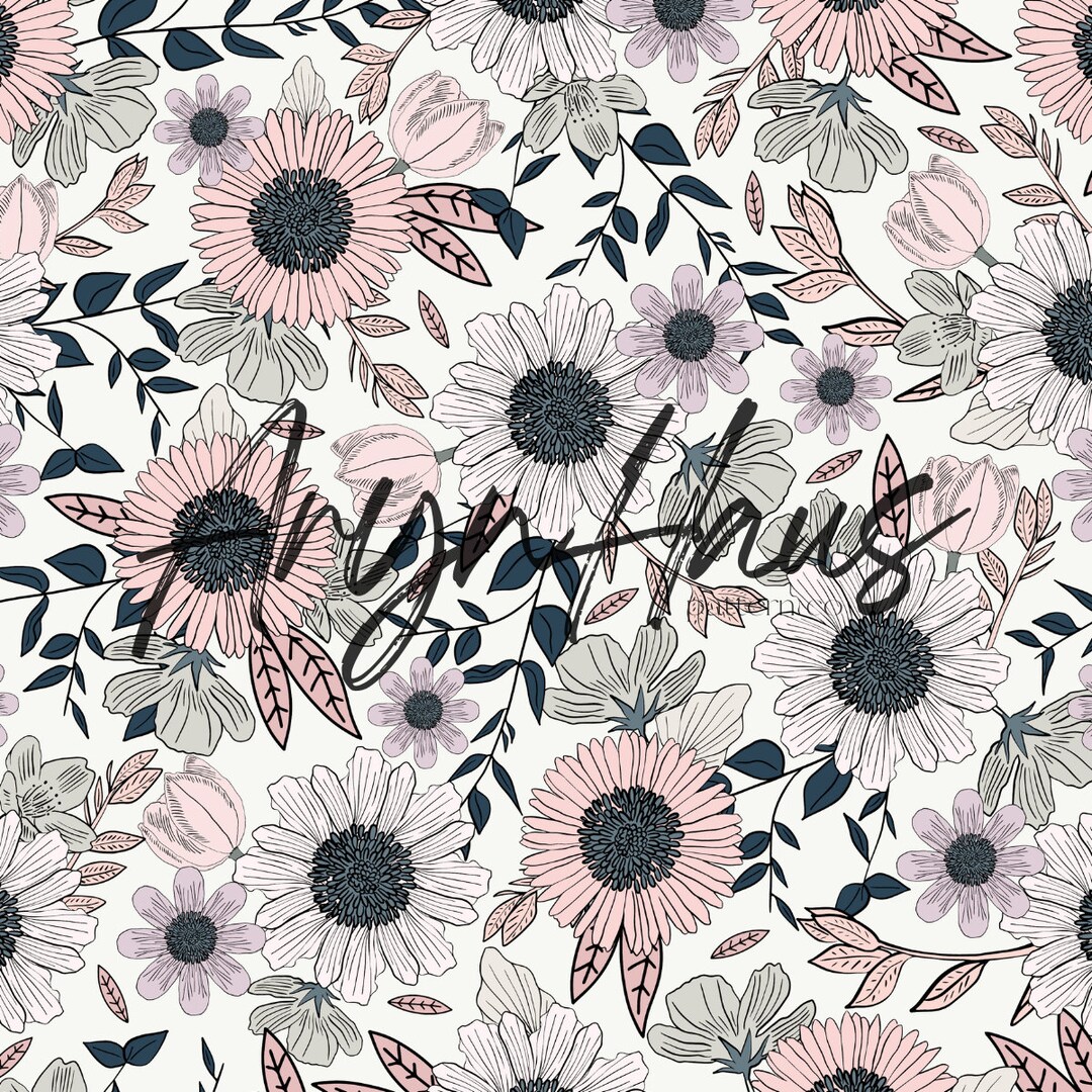 Boho Bliss Floral, Hand Drawn Floral Seamless Design, Repeat Pattern ...