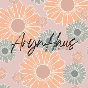 Retro Daisy Floral, Hand Drawn Floral Seamless Design, Repeat Pattern JPG for Commercial Use, Floral Seamless