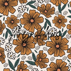 Tropical Floral, Hand Drawn Floral Seamless Design, Repeat Pattern JPG, Floral Seamless