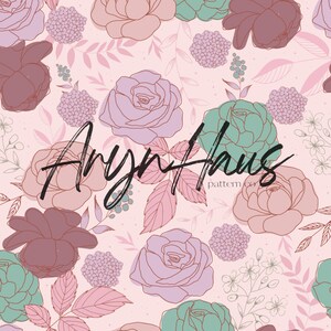 Vintage Line Floral, Hand Drawn Floral Seamless Design Repeat Pattern JPG, Floral Seamless