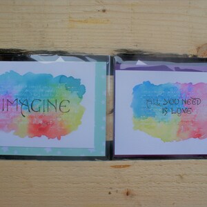 lot de 2 cartes postales calligraphie pop collection coloursplash