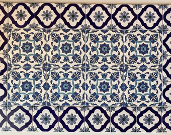 Hand painted Mediterranean ceramic mural tiles 20x31.5"