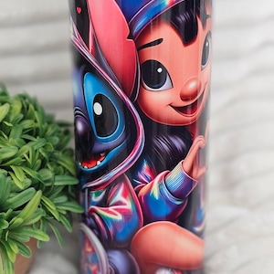 Lilo & Stitch Tumbler – 20oz Skinny Cup with Lid and Straw | Cute Coffee Cup