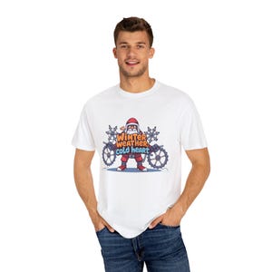 Cycling Humor Winter Warrior Christmas Unisex T-shirt, Cycling Gift for Friends, Funny Cycling Tee, Bicycle Lover Shirt, Gift for Cyclists