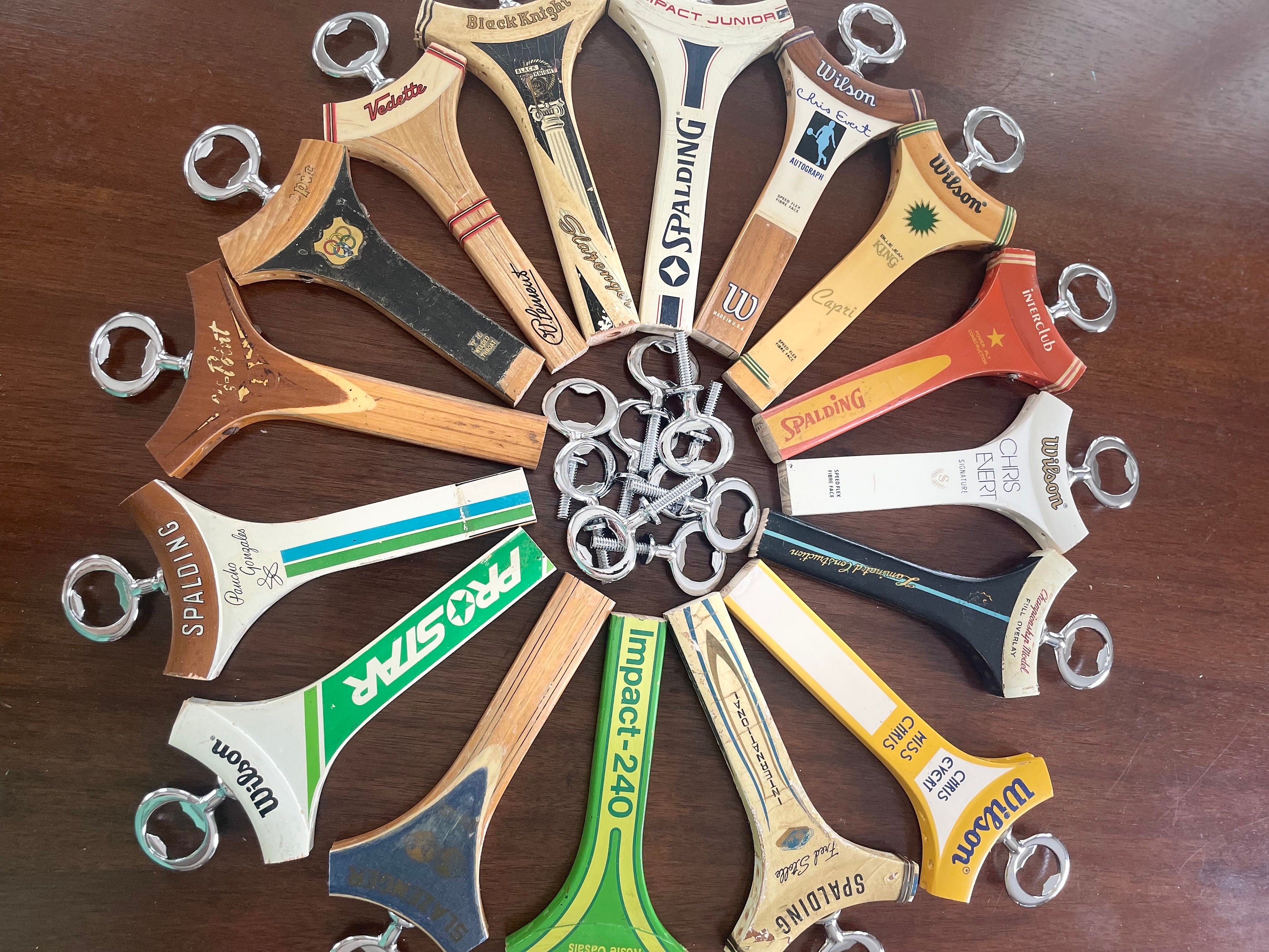Wooden Tennis Racket Bottle Opener