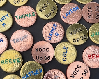 Golf Ball Markers - Hand Stamped and Painted