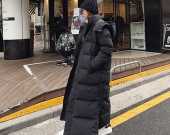 womens long puffer coat black