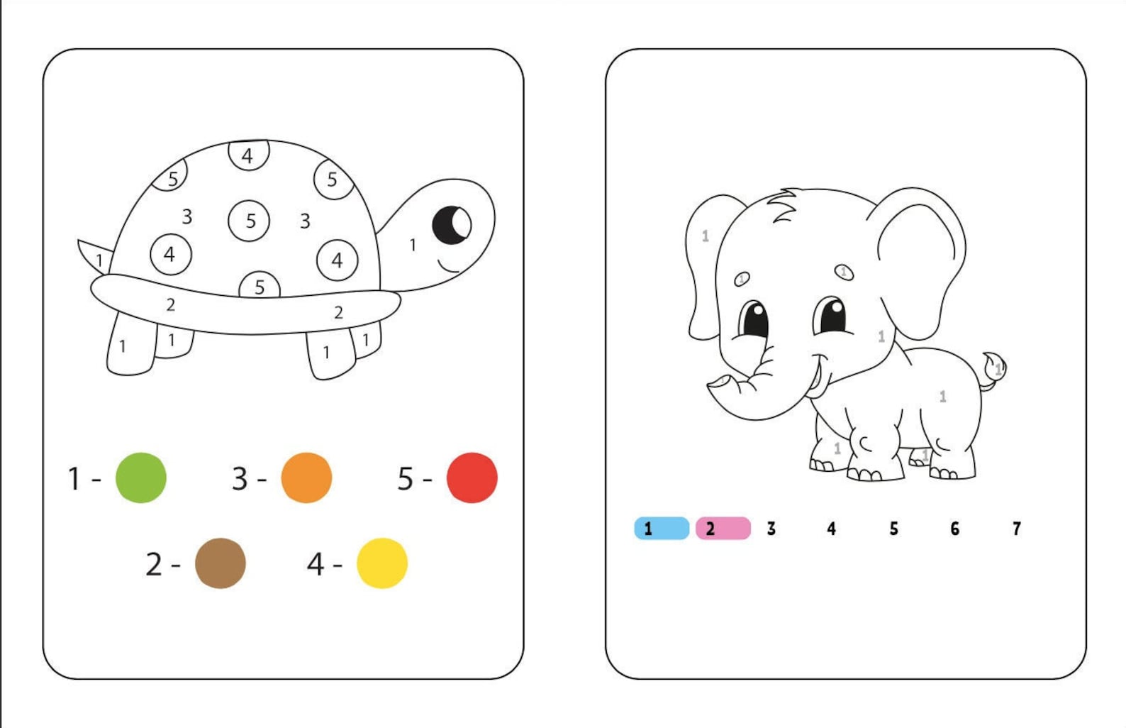 30 Color by Number Coloring Pages for Kids, 30 Printable Education