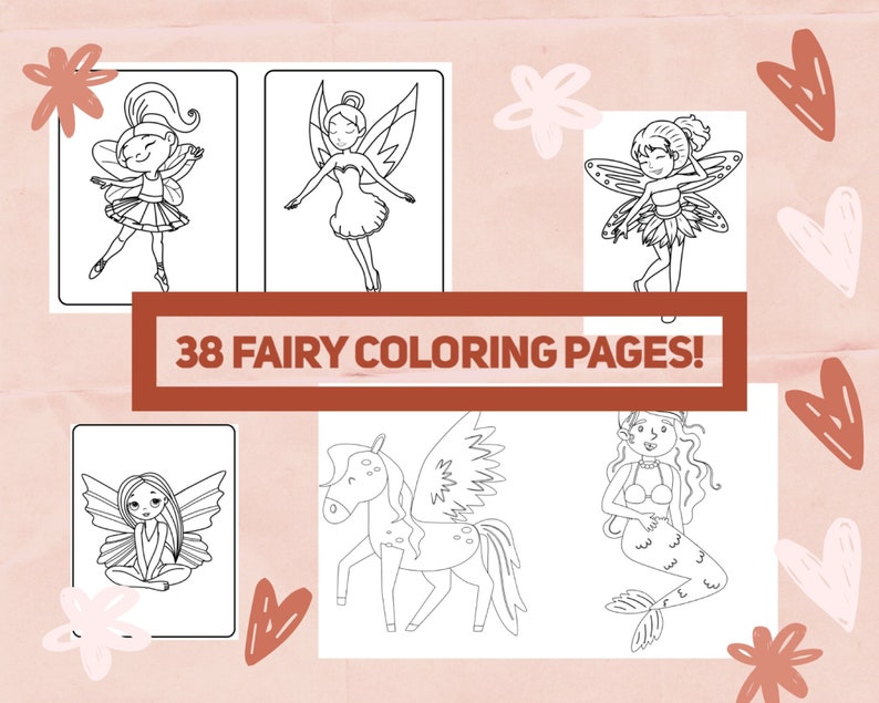 38 Fairy Coloring Book Pages for Kids, Printable Coloring Pages for ...
