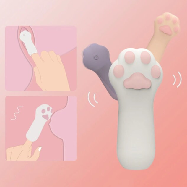 Kawaii Cat Paw Finger Massager Vibrator with 10 Vibration Etsy
