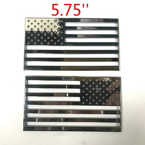 Gooogo 3D Pair Universal 5.75'' x 3'' US American Flag Car Front Grille Badge Decal Chevy Trunk Pickup Grand Cherokee Ram (Chrome Silver)