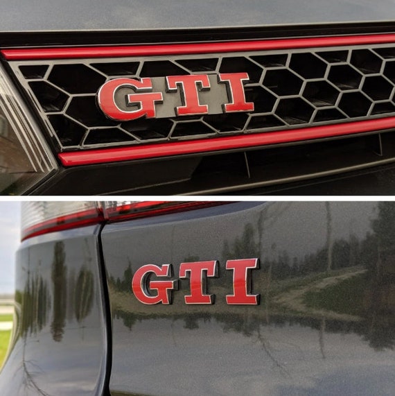 3D GTI Logo Automobil Auto Abzeichen Emblem Aufkleber Kofferraum Aufkleber  Rot - .de