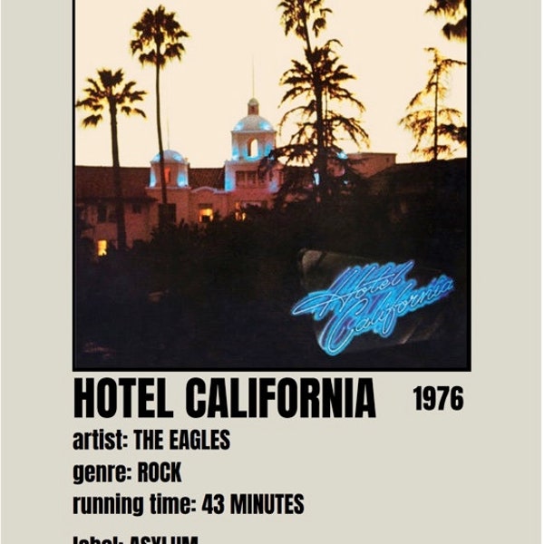 Digital Download The Eagles Poster, The Eagles Poster, Hotel California Poster, Printable Digital Poster