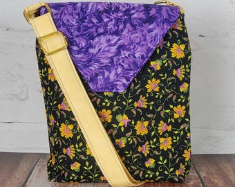 Purple Floral Crossbody, Floral Purse, Colorful Purse, Crossbody Purse with Adjustable Strap, Mini Crossbody Purse, Cell Phone Crossbody