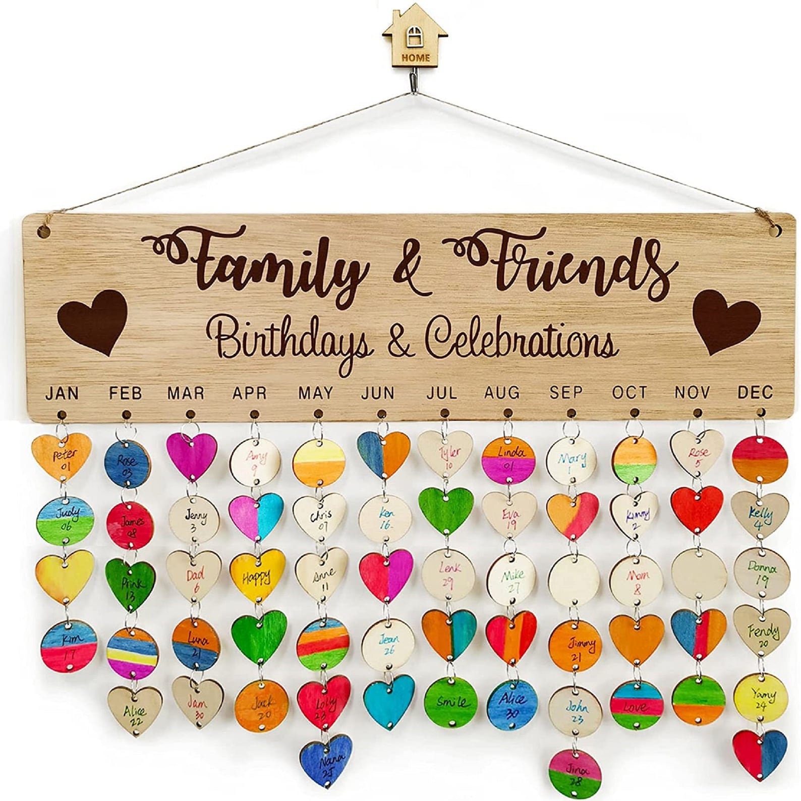 Wooden Family Birthday Calendar with 100Pcs Tags Wooden Etsy