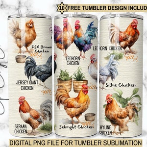 Chicken Breeds Tumbler Wrap: 20oz Skinny Sublimation (Digital Download)