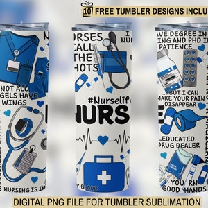 Nurse Life Tumbler Wrap: Stethoscope Design, 20oz Skinny Sublimation (Digital Download)